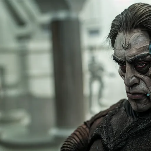 Prompt: Javier Bardem in full makeup and prosthetics for new Star Wars villain Jowdy Hooba, film still, detailed, 4k