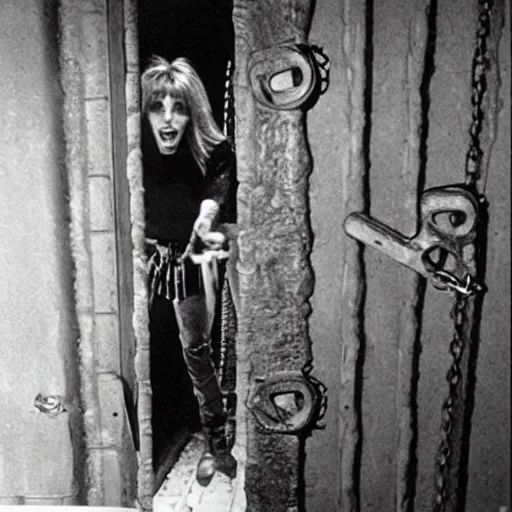 Image similar to juice newton escaping from a dungeon,