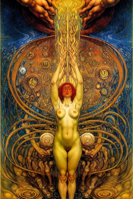 Image similar to Divine Chaos Engine by Karol Bak, Jean Delville, William Blake, Gustav Klimt, and Vincent Van Gogh, symbolist, visionary