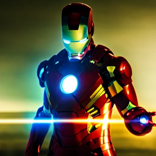 Image similar to iron man using rasengan, candid photography, cinematic