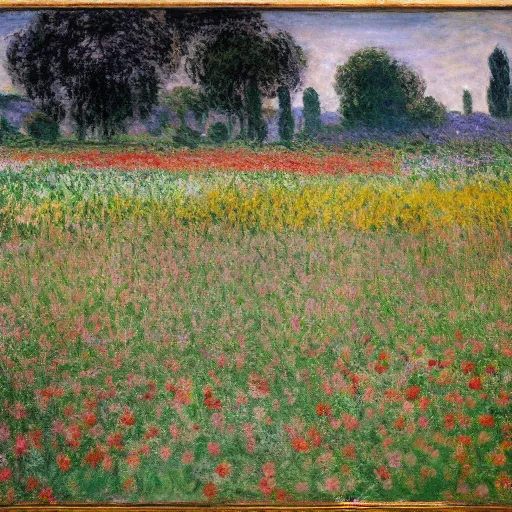 Prompt: A field of flowers, claude monet