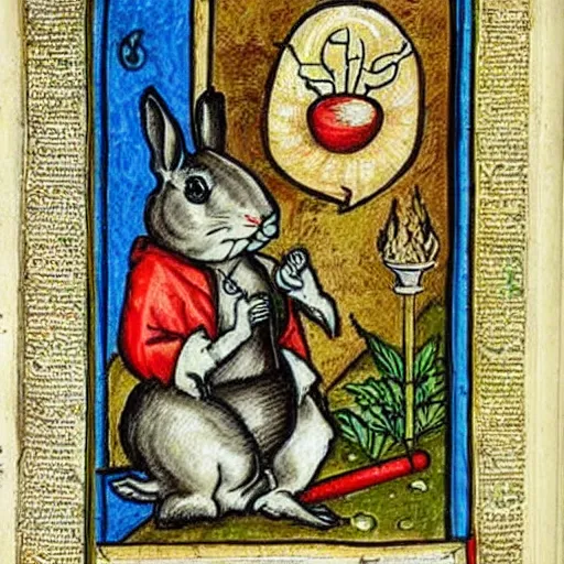 Image similar to rabbit smoking weed medieval illuminated manuscript