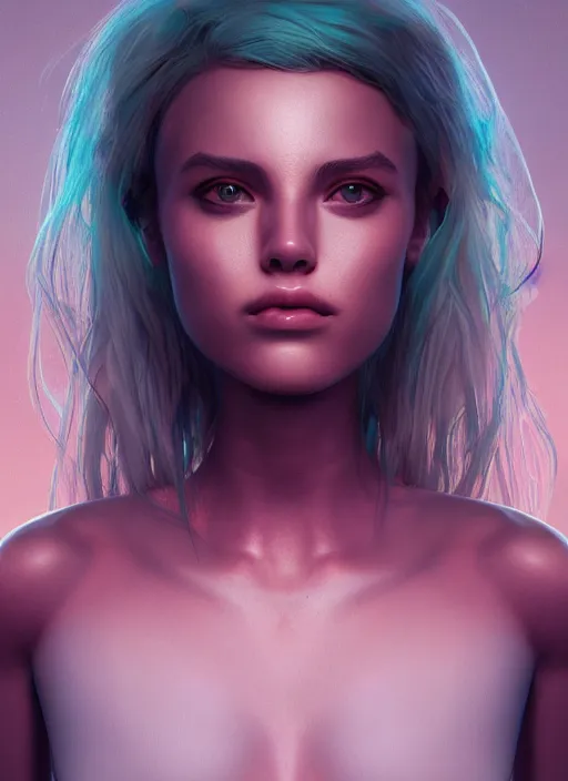 Prompt: a girl on a spaceship, beautiful girl model, detailed crop top, detailed torso, by artgerm, by wlop, portrait shoot, octane render