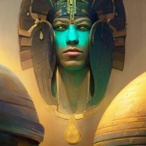 Image similar to highly detailed portrait of thoth the egyptian god, emerald tablets, stephen bliss, unreal engine, fantasy art by greg rutkowski, loish, rhads, ferdinand knab, makoto shinkai and lois van baarle, ilya kuvshinov, rossdraws, tom bagshaw, global illumination, radiant light, detailed and intricate environment