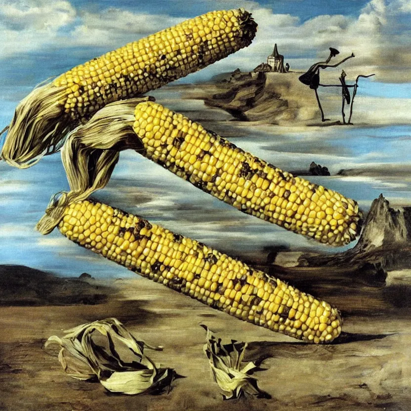 Prompt: corn on the cob, by salvador dali. surrealism