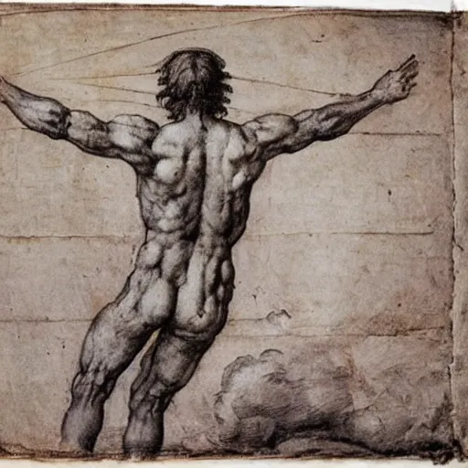 Prompt: atlas holding the world in his back painted by leonardo da vinci