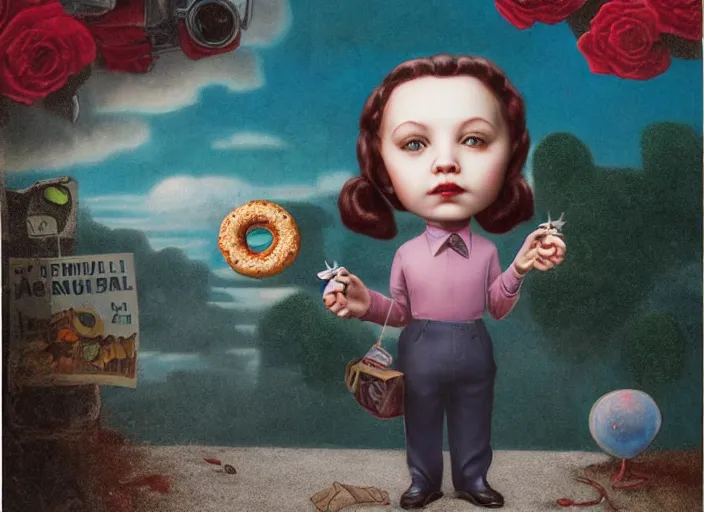 Prompt: the agent donut, lowbrow, matte painting, 3 - d highly detailed, in the style of mark ryden,