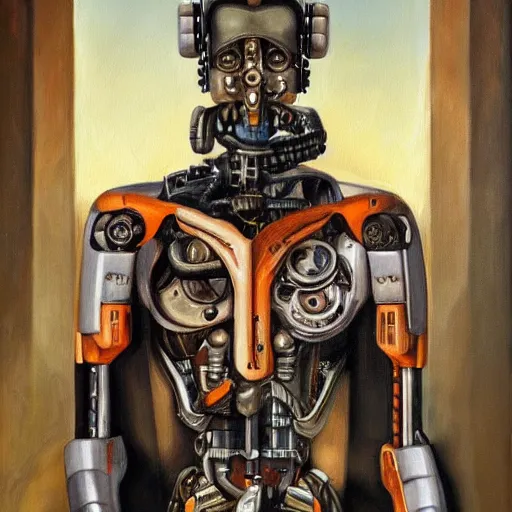 Prompt: amazing portrait of a cyborg man, oil painting. HD