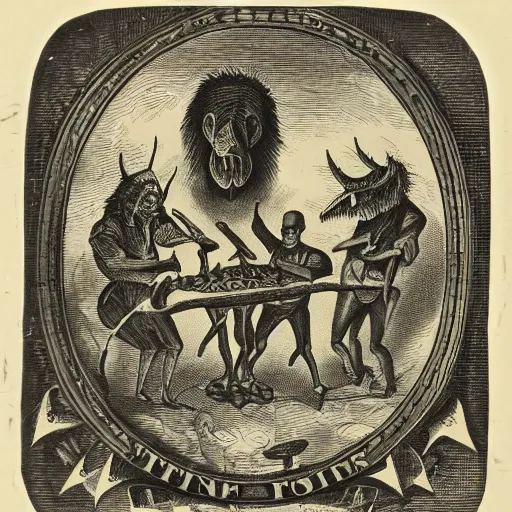 Image similar to Satanic States of America, alternate history, 1840s, daguerrotype