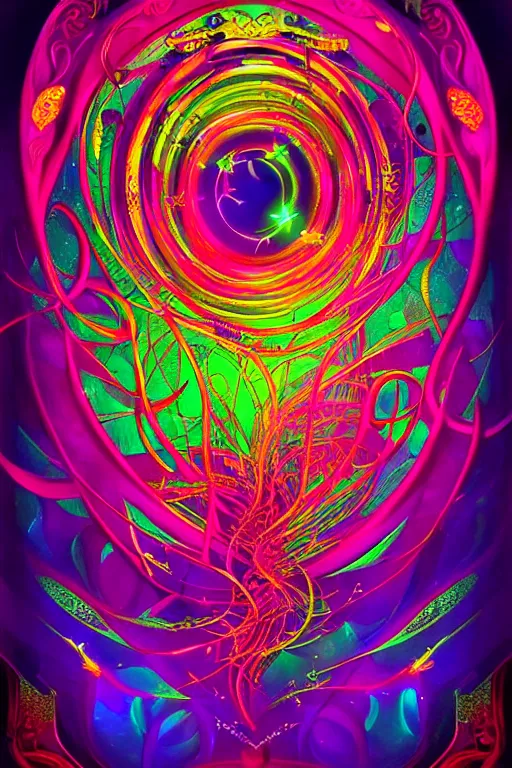 Prompt: A concept of Melancholic Euphoric heartshine in the crush of oblivion. The vibrancy of nouveau is gilded with hollow-wishes. Trending on ArtStation. Vivid Neon Ink Painting. A mismatched grid of fate-stitched-patchwork memories.