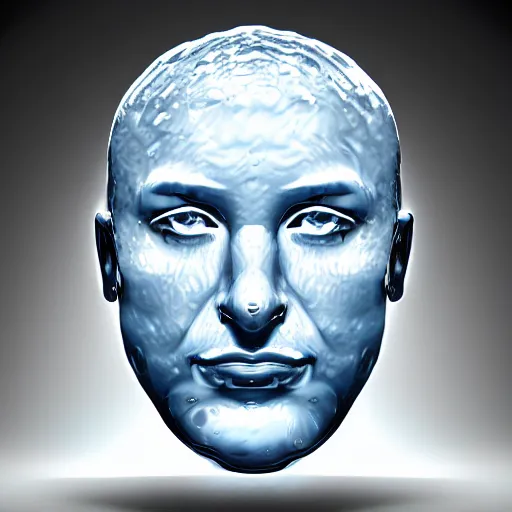 Image similar to water icon of a realistic human head made out of water