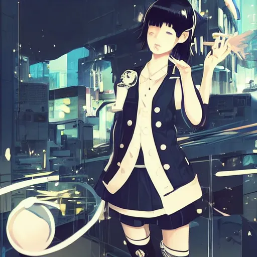 Prompt: Frequency indie album cover, luxury advertisement, white and navy colors. highly detailed post-cyberpunk sci-fi close-up schoolgirl in asian city in style of cytus and deemo, mysterious vibes, by Ilya Kuvshinov, by Greg Tocchini, nier:automata, set in half-life 2, beautiful with eerie vibes, very inspirational, very stylish, with gradients, surrealistic, postapocalyptic vibes, depth of filed, mist, rich cinematic atmosphere, perfect digital art, mystical journey in strange world, bastion game, arthouse