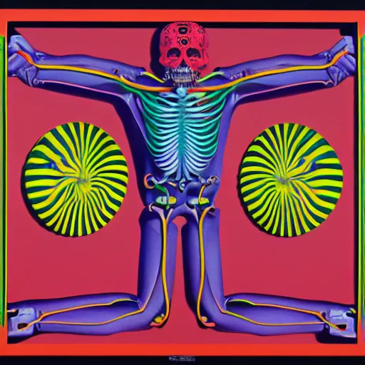 Prompt: skeleton by shusei nagaoka, kaws, david rudnick, oil on canvas, bauhaus, surrealism, neoclassicism, renaissance, hyper realistic, pastell colours, cell shaded, 8 k - h 7 0 4