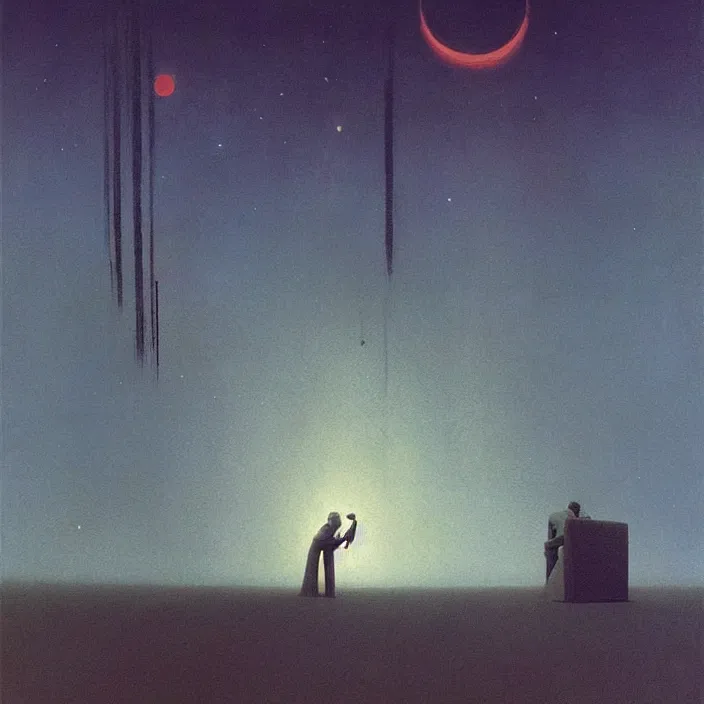 Prompt: the stars are calling me to go home, science fiction, Edward Hopper and James Gilleard, Zdzislaw Beksinski, highly detailed