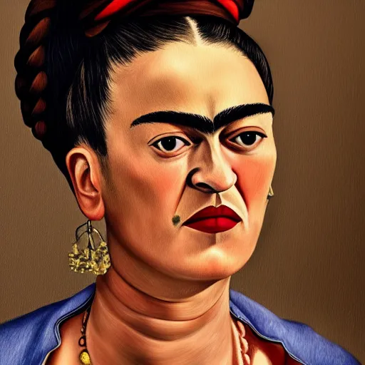 Prompt: Frida Kahlo crossed with Julia Child, 4k realistic, expressive photo, hdr