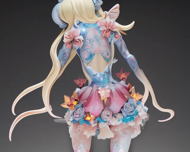 Image similar to James Jean isolated magical girl vinyl figure, figure photography, holographic undertones, glitter accents on figure, anime stylized, high detail, ethereal lighting - H 640