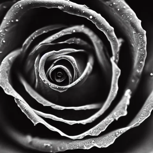 Image similar to award - winning macro of a beautiful black rose made of glowing molten magma