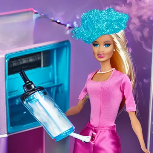 Image similar to barbie holding a vape