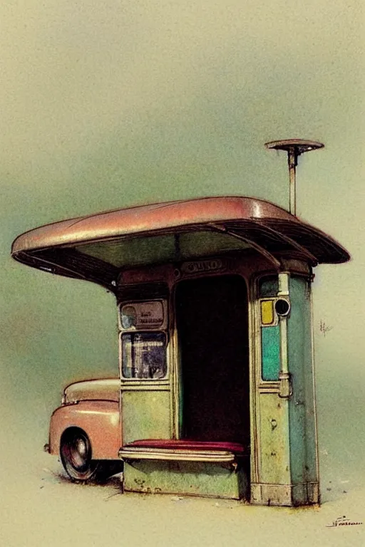 Image similar to (((((1950s bus stop . muted colors.))))) by Jean-Baptiste Monge !!!!!!!!!!!!!!!!!!!!!!!!!!!