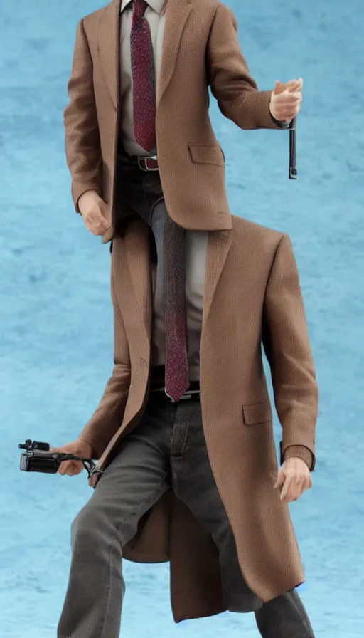 Image similar to hot toys figurine of dwight schrute, realistic, up close image, 1 / 1 6 th scale, unopened, listing image, hd