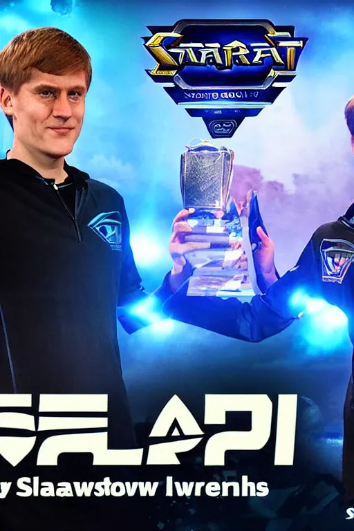 Image similar to serral wins the biggest starcraft tournament in the shadow dimension