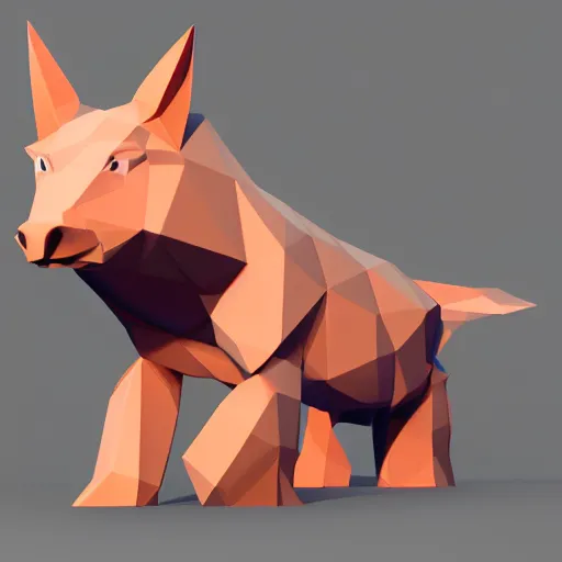 Prompt: low poly render of the dumbest looking animal imaginable