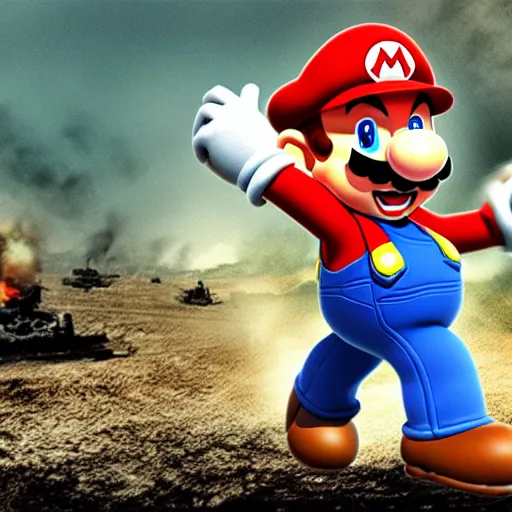 Image similar to mario in the world war two battlefields