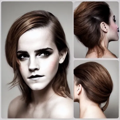 Image similar to emma watson Heavy Contour makeup look eye shadow smokey eyes fashion model face by artgem