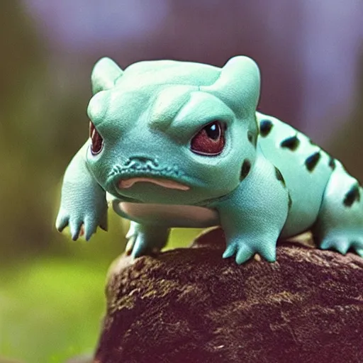 Prompt: hyperrealistic national geographic professional photo of bulbasaur pokemon with william defoe face, award winning