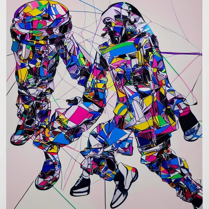 Image similar to futuristic sneakers in jeff koons hip hop bauhaus style, highly detailed, hyper realistic, art by todd mcfarlane