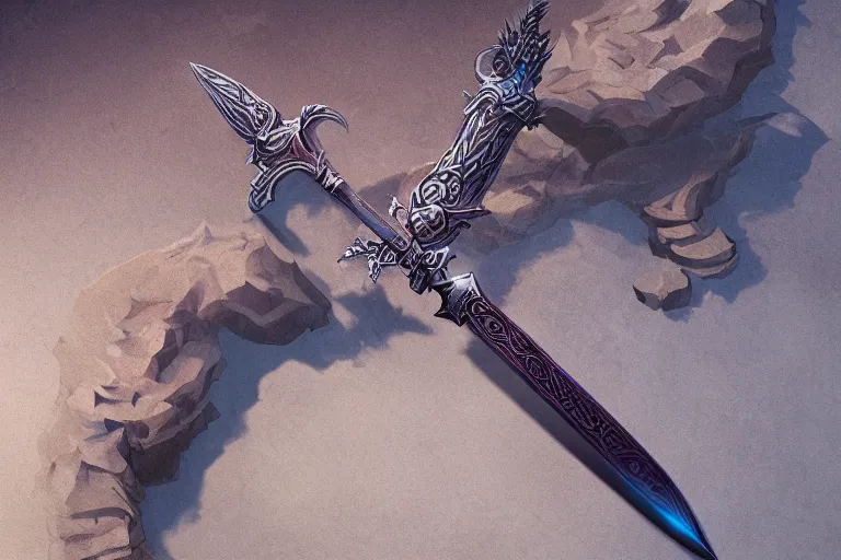 Image similar to magical artifact, sword, intricate, artstation, dramatic lighting