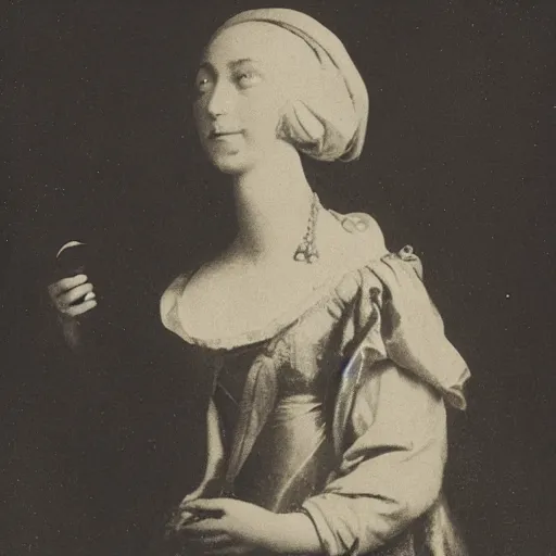 Prompt: A woman with a bird for a head, 18th century photograph