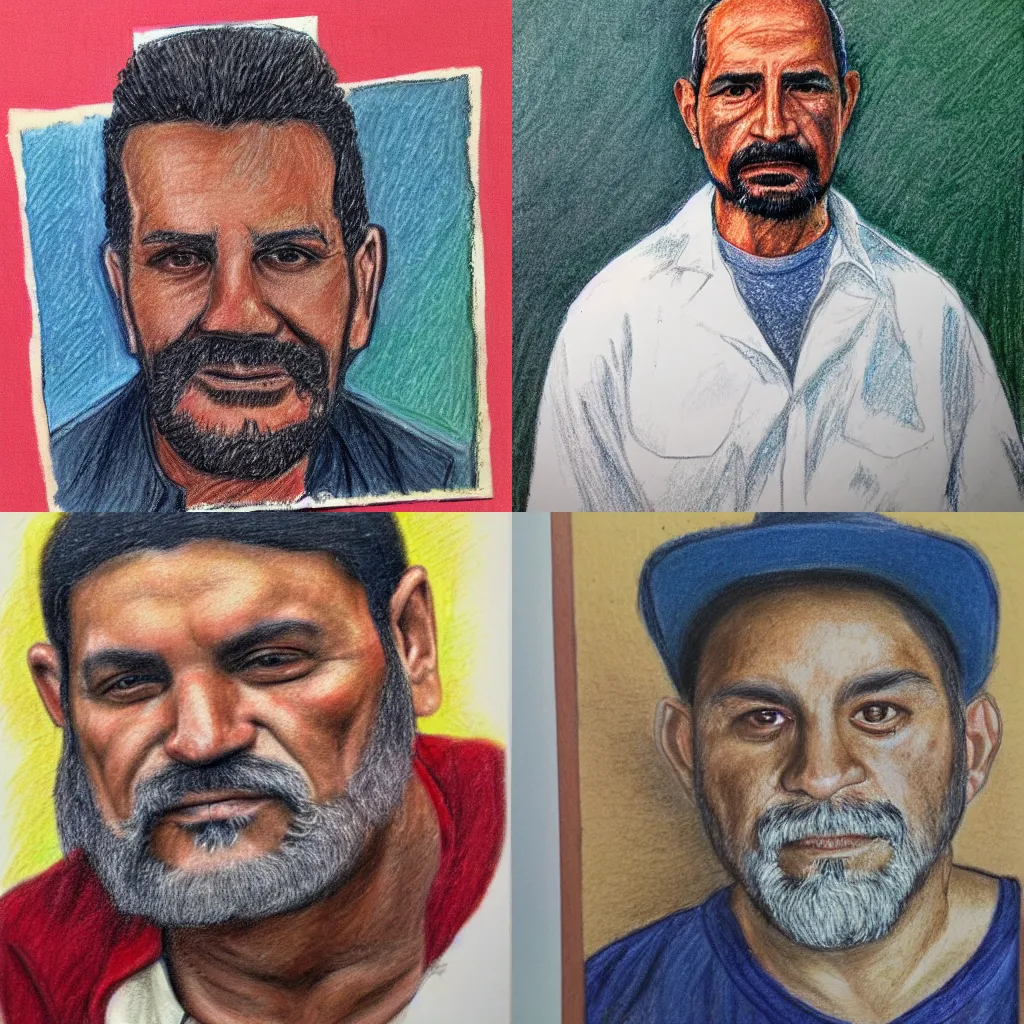 Prompt: osvaldo cardenas, a thin grizzled 4 5 - year - old puerto rican man, portrait, color pencil sketch