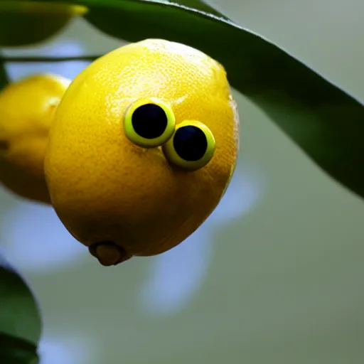 Prompt: a lemon with 3 eyes