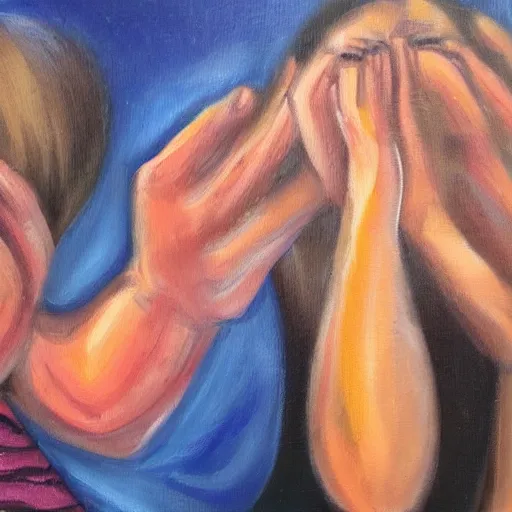 Image similar to She's going through a rollercoaster of emotions, oil painting