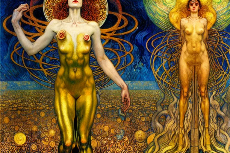 Image similar to Divine Chaos Engine by Karol Bak, Jean Delville, William Blake, Gustav Klimt, and Vincent Van Gogh, symbolist, visionary