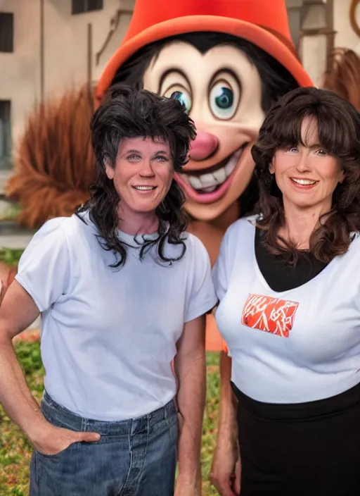 Image similar to a hyper realistic ultra realistic photograph of yakko wakko and dot backstage on the warner brothers lot, highly detailed, 8k photo