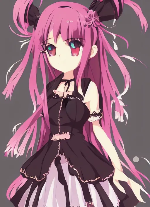 Image similar to anime character sprite for a visual novel, cute anime necromancer girl | | anime key visual, official media, illustrated by wlop, 8 k, trending on pixiv, beautiful, clean linework