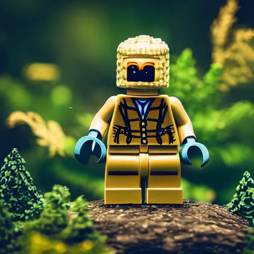 Image similar to lego mini build of forest creatures that live in the imagination forest, product photography, depth of field, cute looking, sharp focus, moebius, character sheet, game concept art