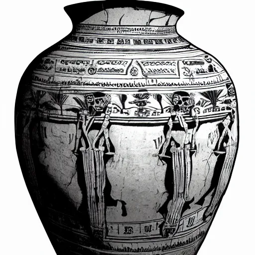 Prompt: roman jar illustrated with skeletons