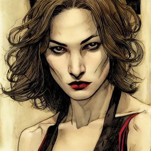 Prompt: a beautiful assemblage. she could have been bred from a shark and a hatchet. black eyes, sharp features, lips so thin they might as well not have existed. extreme long shot by paul delvaux, by siya oum daring