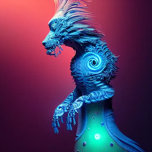 Image similar to iridescent opalescent animal, bioluminescent : by michal karcz, daniel merriam, victo ngai and guillermo del toro : ornate, dynamic, particulate, intricate, elegant, highly detailed, centered, artstation, smooth, sharp focus, octane render