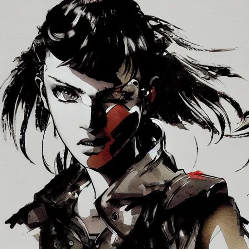 Prompt: girl, yoji shinkawa