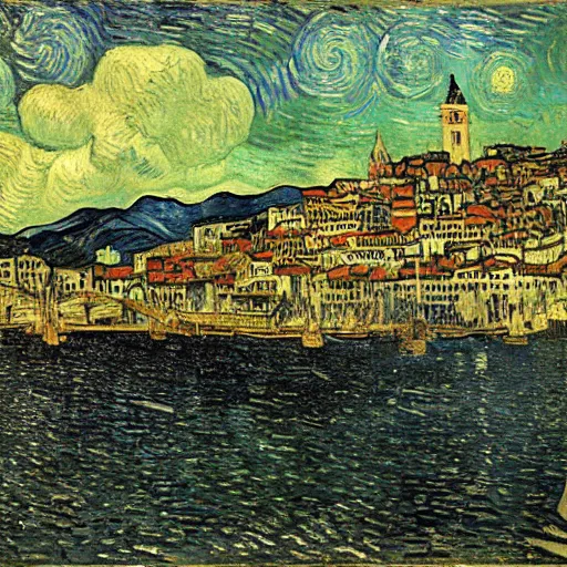 Image similar to city of genova by van gogh