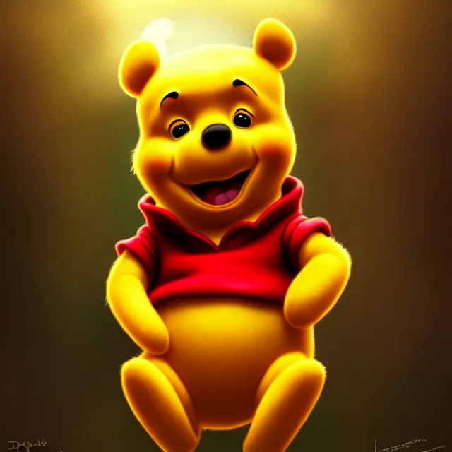 Image similar to epic professional digital art eports logo of Winnie the Pooh, best on artstation, cgsociety, wlop, Behance, pixiv, astonishing, impressive, outstanding, epic, cinematic, stunning, gorgeous, concept artwork, much detail, much wow, masterpiece.