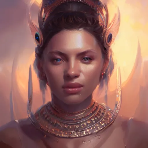 Image similar to a beautiful portrait of a goddess with diamond skin by greg rutkowski and raymond swanland, trending on artstation, ultra realistic digital art