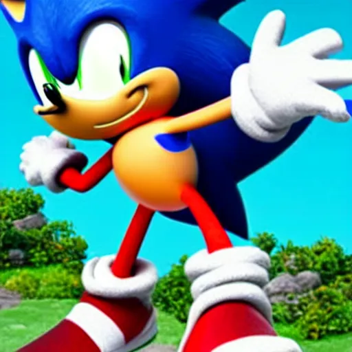 Image similar to sonic the hedgehog dabbing