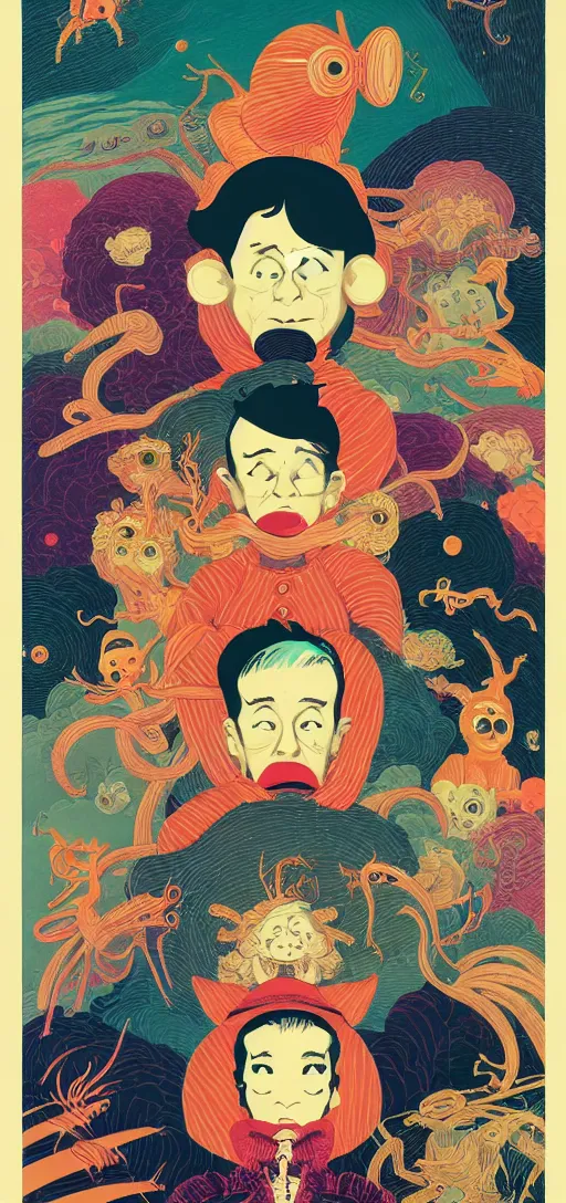 Image similar to a character portrait piece by victo ngai, francis goya, basil wolverton, lisa frank, roy litchenstein