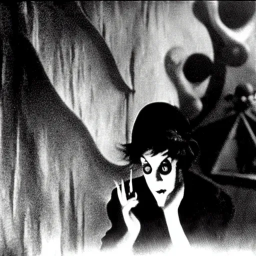 Prompt: cabinet of doctor caligari still shot from film by guy maddin, gustav dore