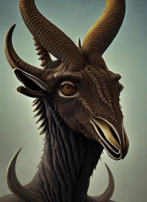 Image similar to anthropomorphic enneacontagon head in edgy darkiron gazelle, intricate, elegant, highly detailed animal monster, digital painting, artstation, concept art, smooth, sharp focus, illustration, art by artgerm, dwayne barlowe, trending on artstation and greg rutkowski and alphonse mucha, 8 k